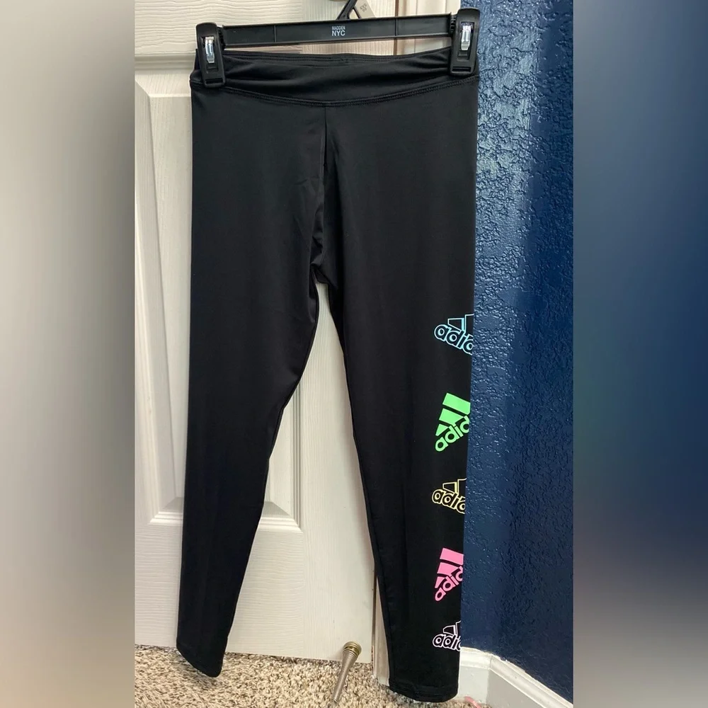 Adidas Black and Pink Leggings Athletic Fit